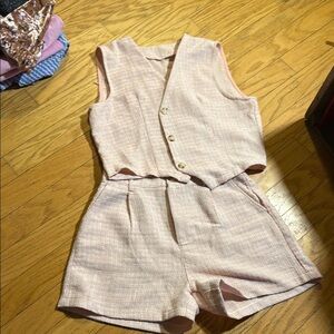 S. Christina Pink Sleeveless Vest and Shorts Set XL
